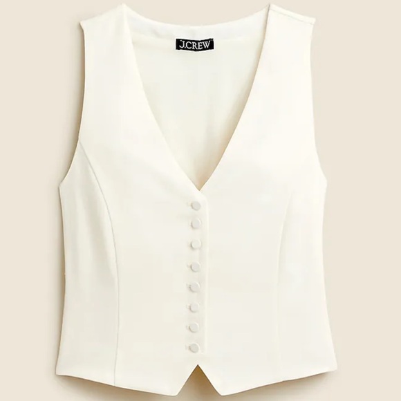J. Crew Tops - J. Crew Slim-fit Tuxedo Vest in City Crepe in Ivory Full Lining BV833 Size: 4